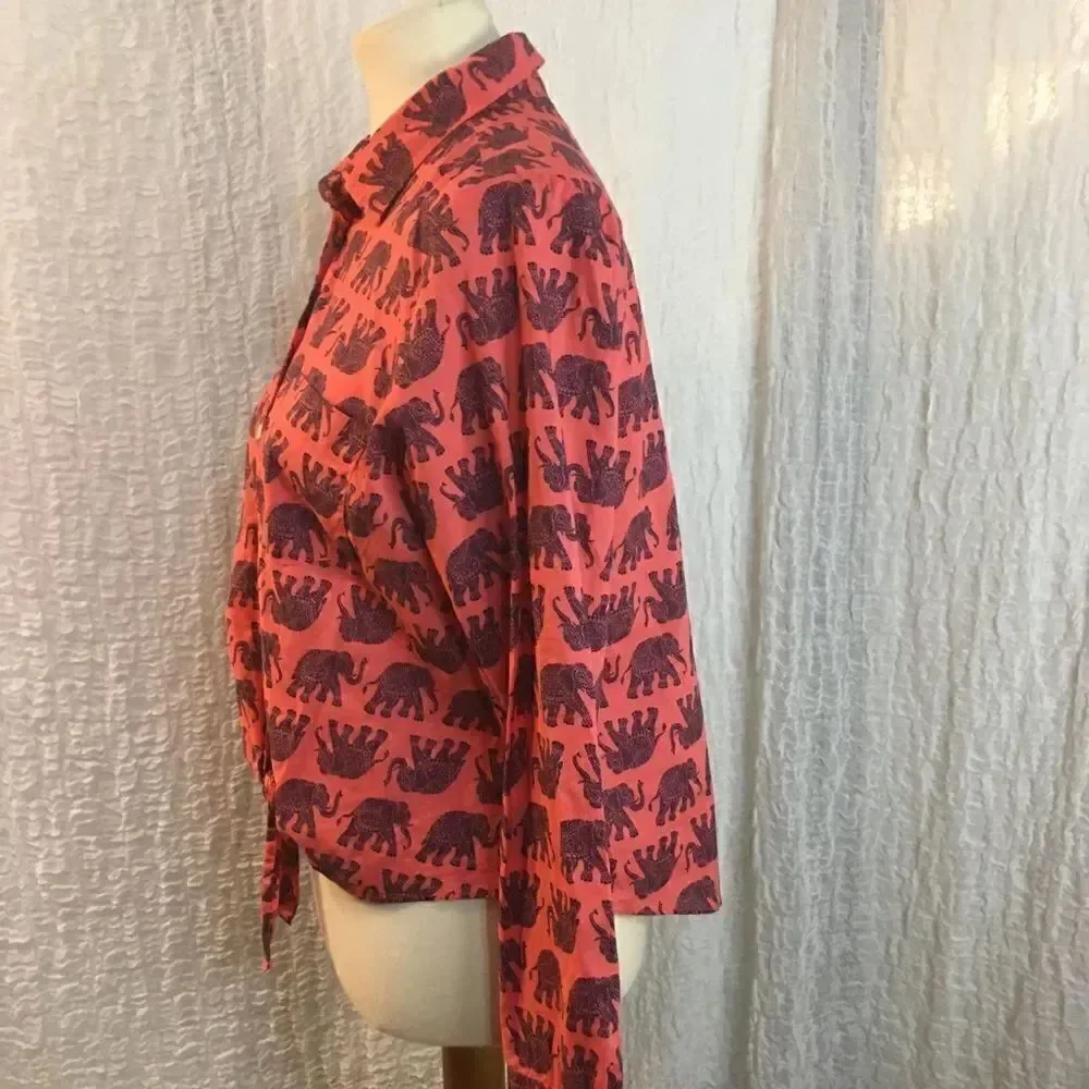 J. Crew  Elephant Print Shirt Size M